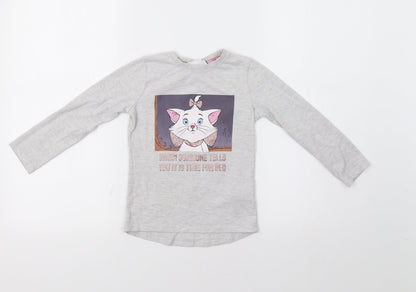 Disney Girls Grey   Basic Polo Size 5-6 Years  - Cat