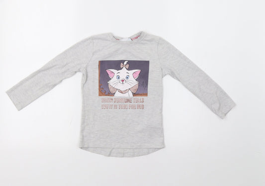 Disney Girls Grey   Basic Polo Size 5-6 Years  - Cat