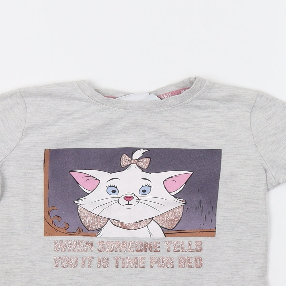Disney Girls Grey   Basic Polo Size 5-6 Years  - Cat
