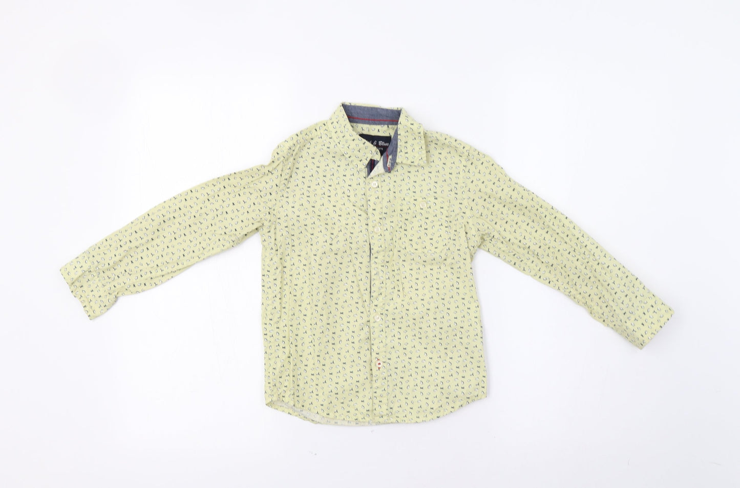Pink & Blue Boys Yellow   Basic Button-Up Size 5-6 Years  - Penguin Print