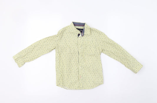 Pink & Blue Boys Yellow   Basic Button-Up Size 5-6 Years  - Penguin Print