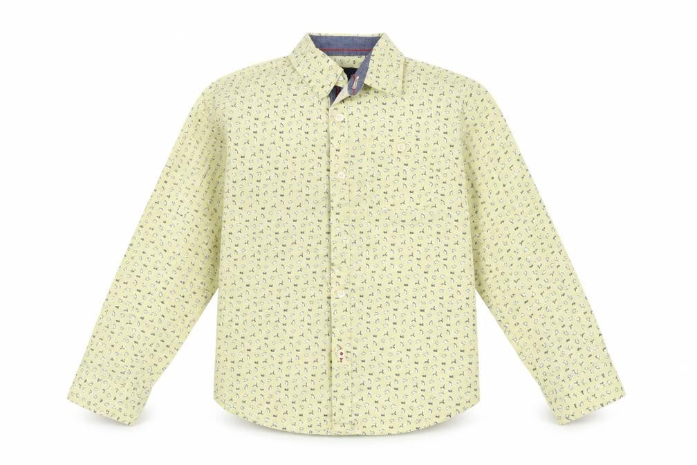 Pink & Blue Boys Yellow   Basic Button-Up Size 5-6 Years  - Penguin Print