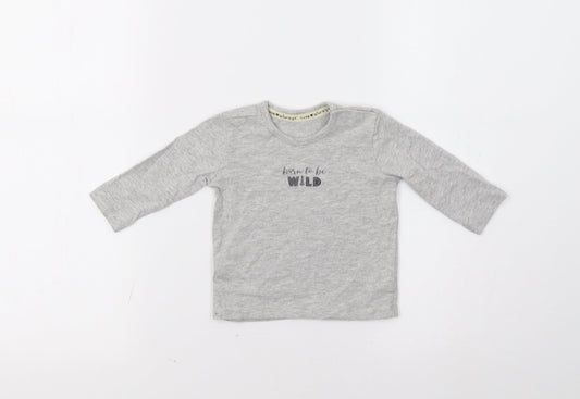 George Baby Grey   Basic T-Shirt Size 3-6 Months  - Born To Be Wild