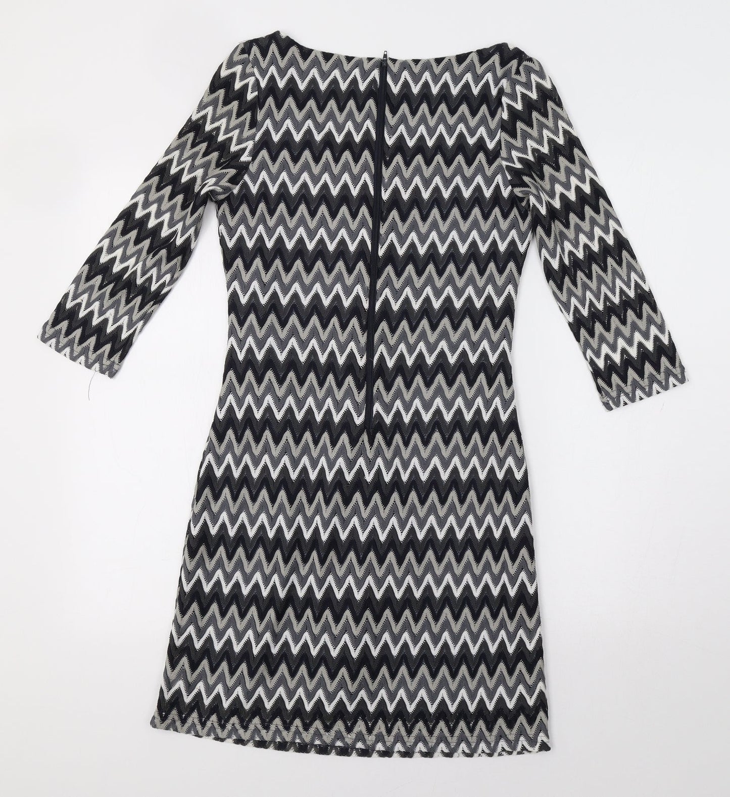 Uttam London Womens Grey Striped  Fit & Flare  Size 10  - Zig Zag