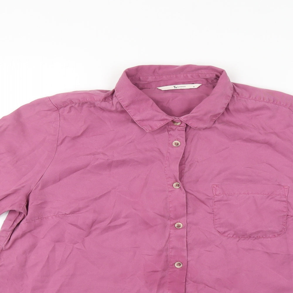 TU Womens Purple   Basic Button-Up Size 14