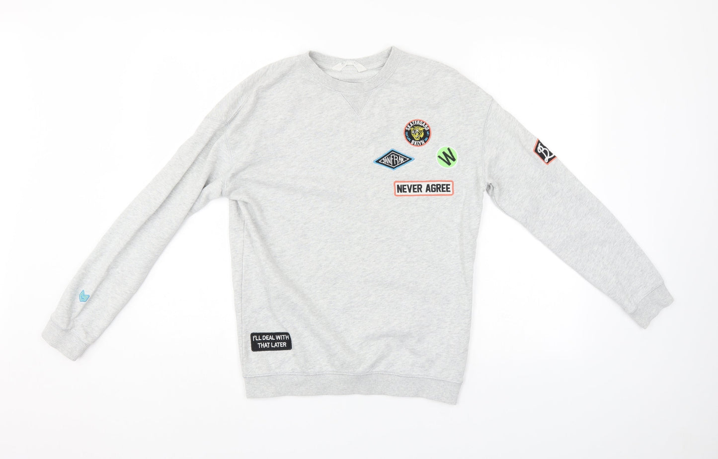 H&M Boys Grey   Pullover Sweatshirt Size 11-12 Years