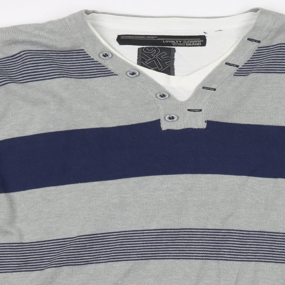 Loyalty & Faith Mens Multicoloured Striped  Pullover Jumper Size L