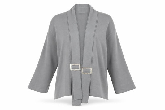 LA CONFIDENCE Womens Grey   Cardigan Jumper Size S