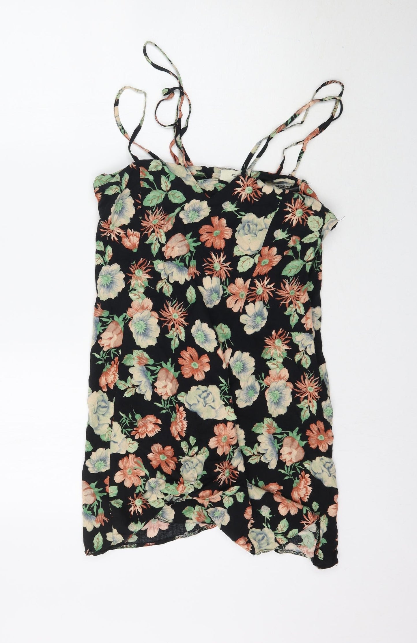 Preworn Womens Black Floral  Playsuit One-Piece Size M L7 in