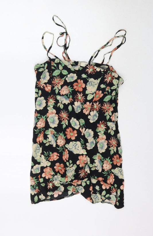 Preworn Womens Black Floral  Playsuit One-Piece Size M L7 in