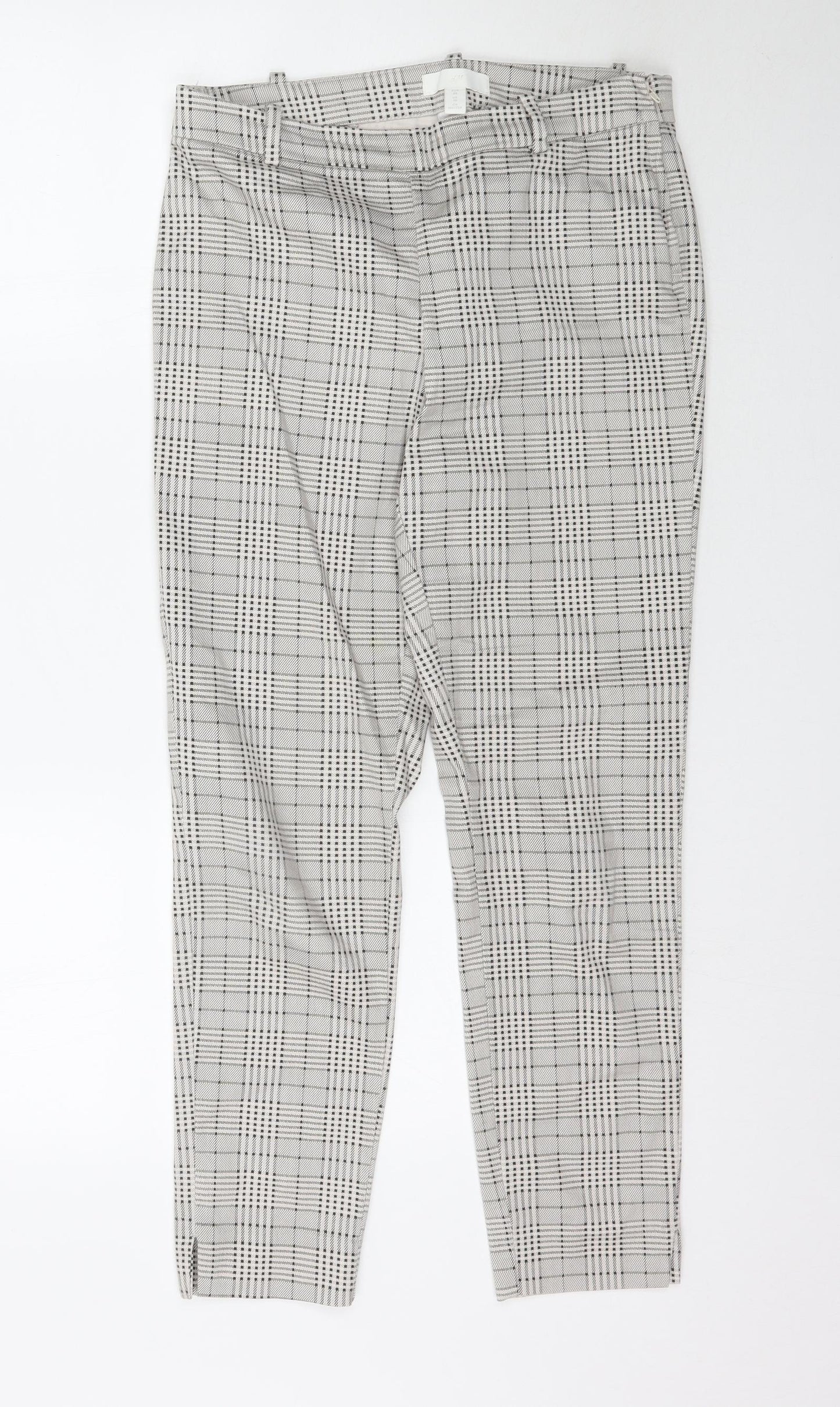H&M Womens Grey Plaid  Trousers  Size 10 L27 in