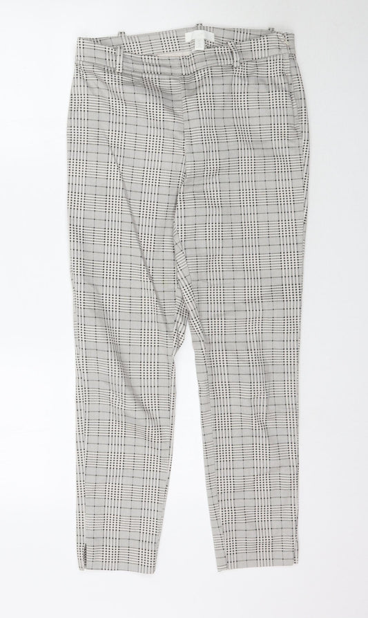 H&M Womens Grey Plaid  Trousers  Size 10 L27 in