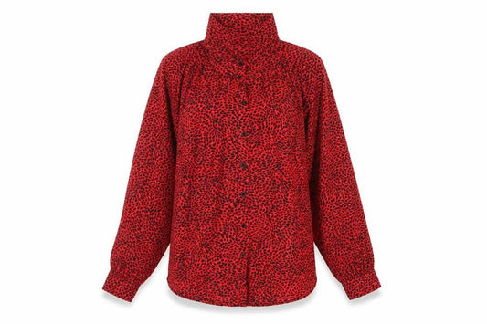 H&M Womens Red Geometric  Basic Button-Up Size M