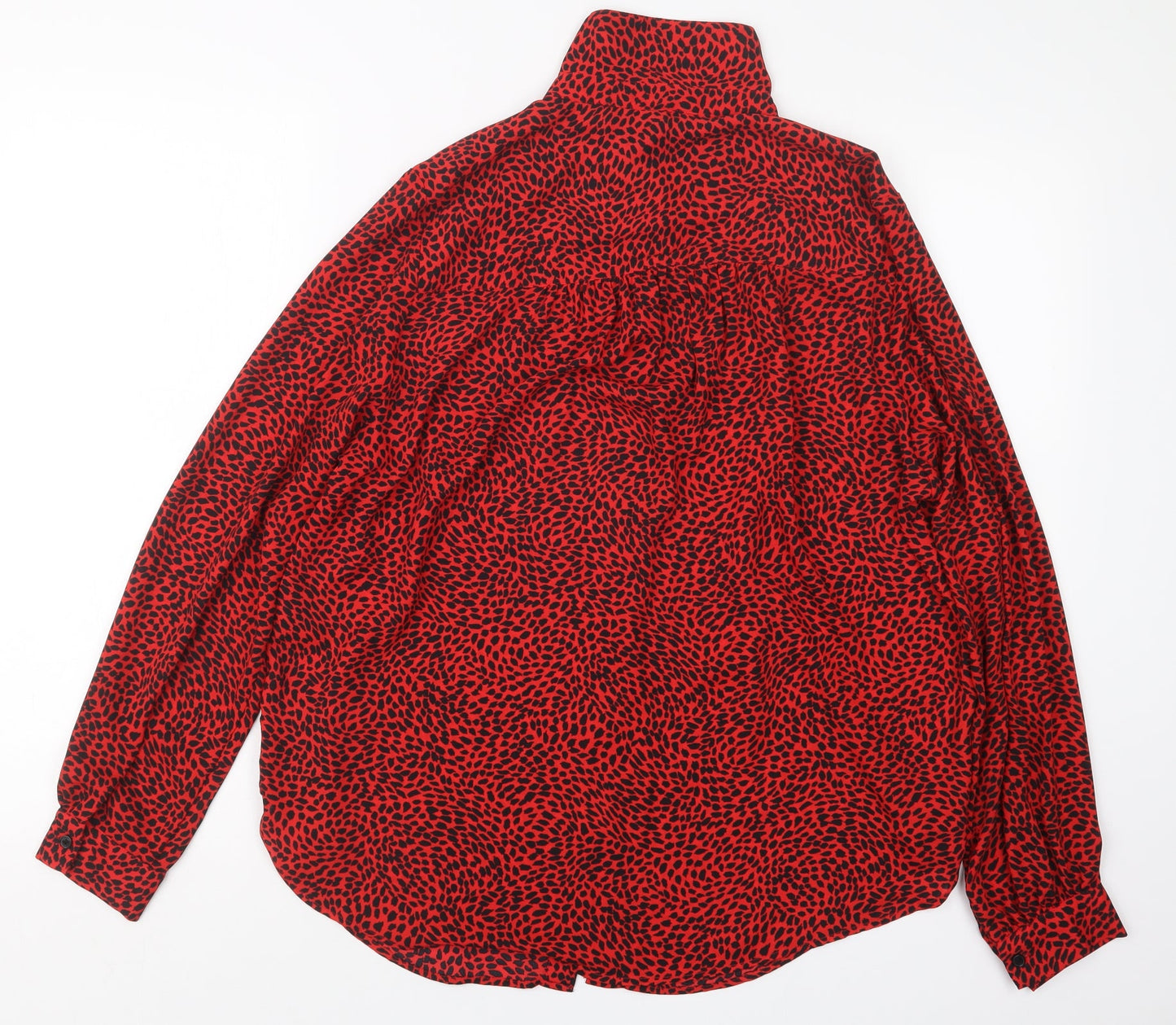 H&M Womens Red Geometric  Basic Button-Up Size M