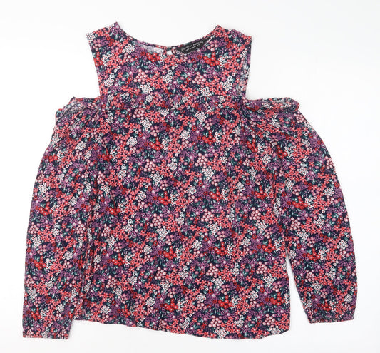 Dorothy Perkins Womens Purple Floral  Basic Blouse Size 8