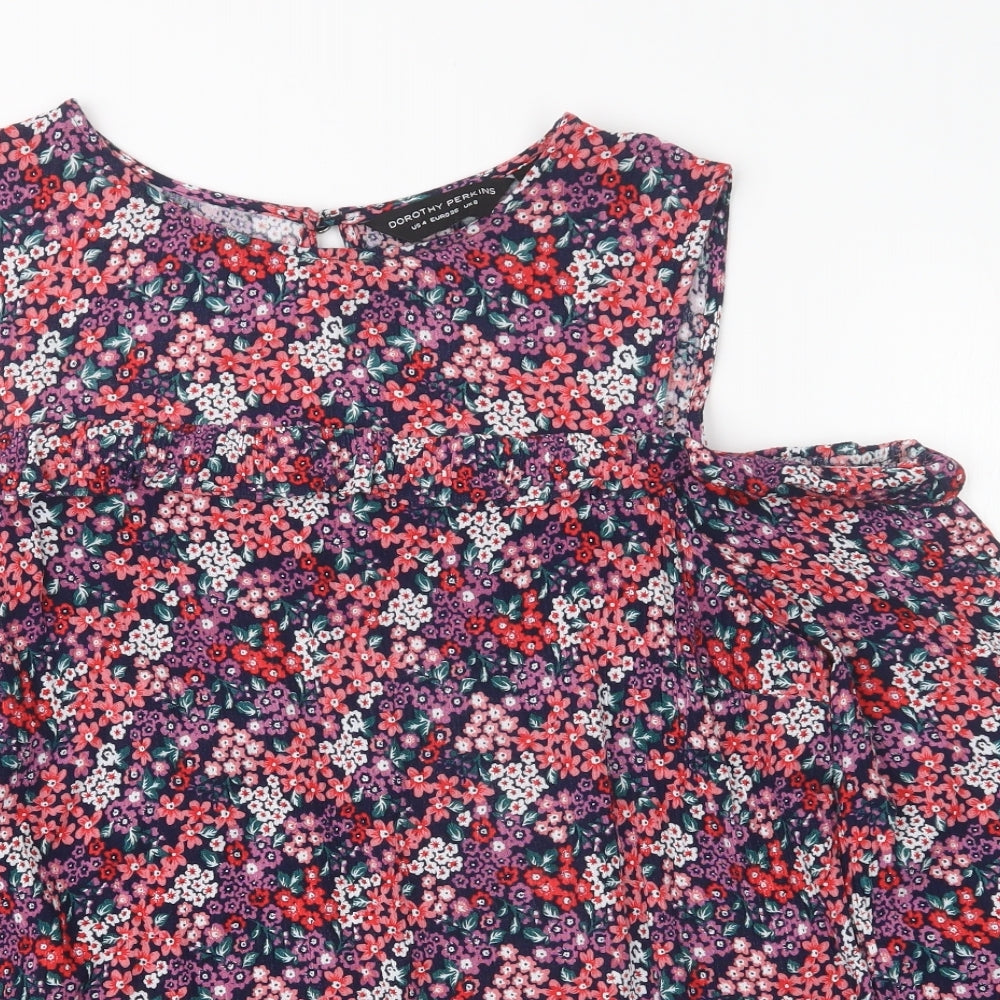 Dorothy Perkins Womens Purple Floral  Basic Blouse Size 8