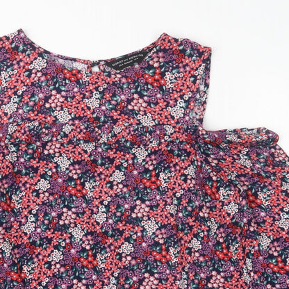 Dorothy Perkins Womens Purple Floral  Basic Blouse Size 8