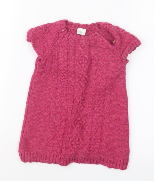 H&M Girls Pink  Knit Pullover Jumper Size 9-12 Months