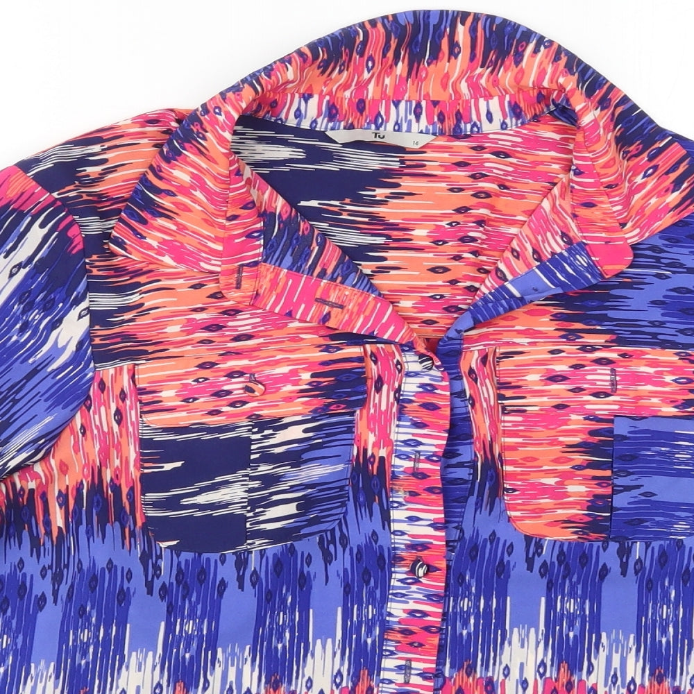 TU Womens Multicoloured Geometric  Basic Button-Up Size 14