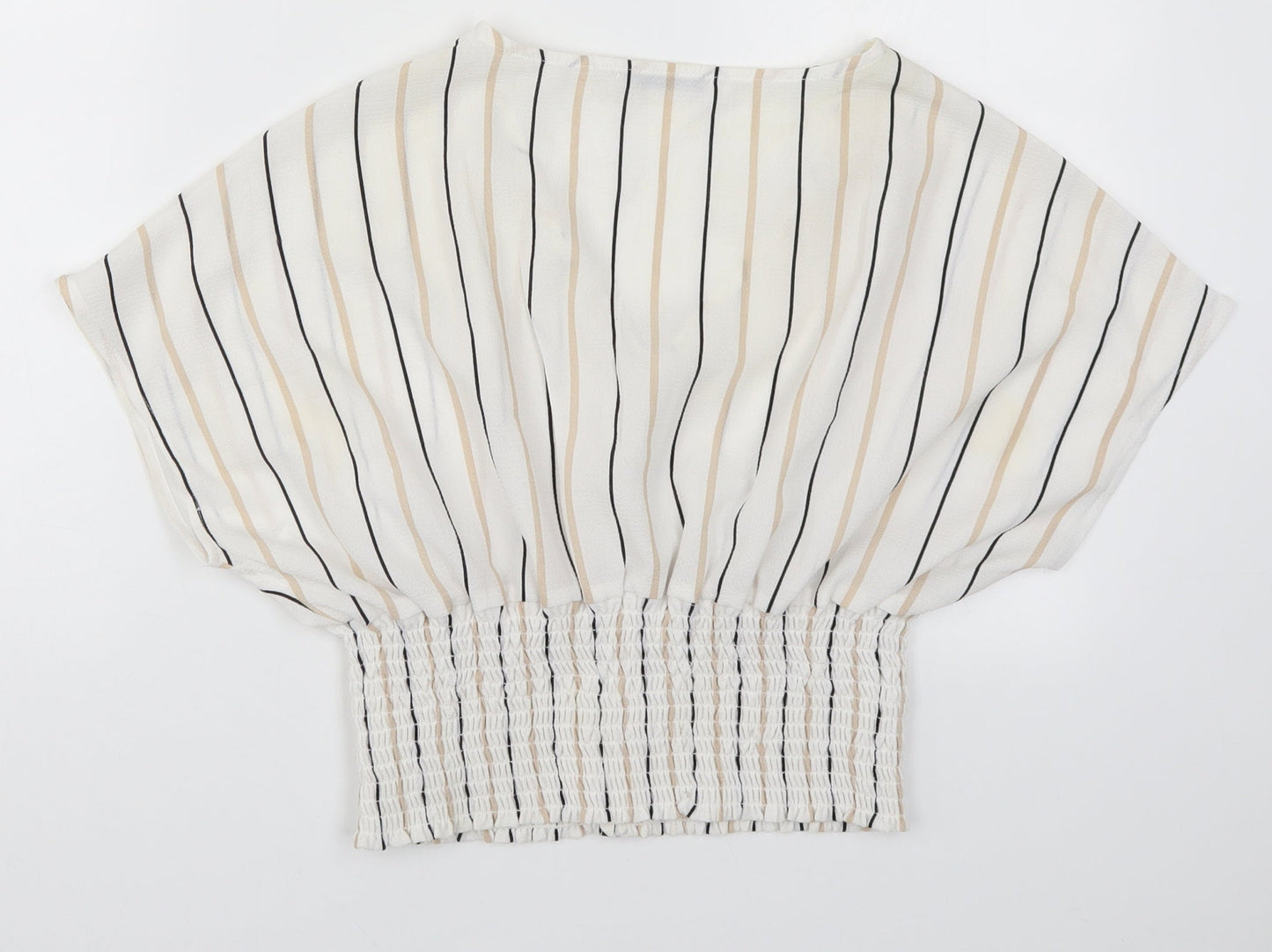 Active USA Womens White Striped  Basic Blouse Size S