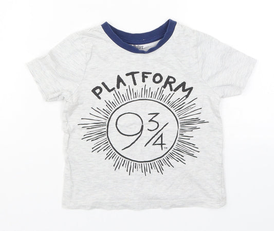 Preworn Boys Grey   Basic T-Shirt Size 4-5 Years  - Harry Potter Platform 9 3/4