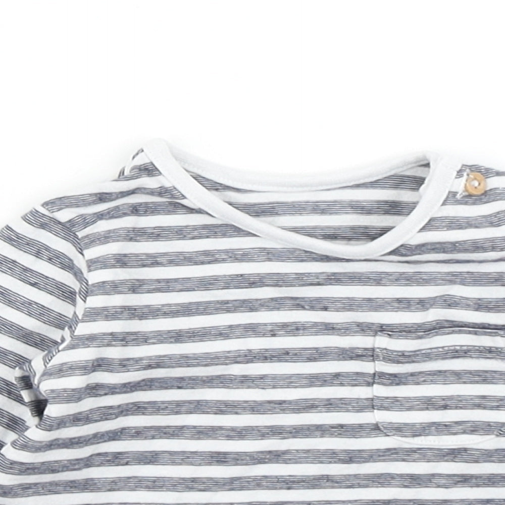 TU Boys Blue Striped  Basic T-Shirt Size 0-3 Months