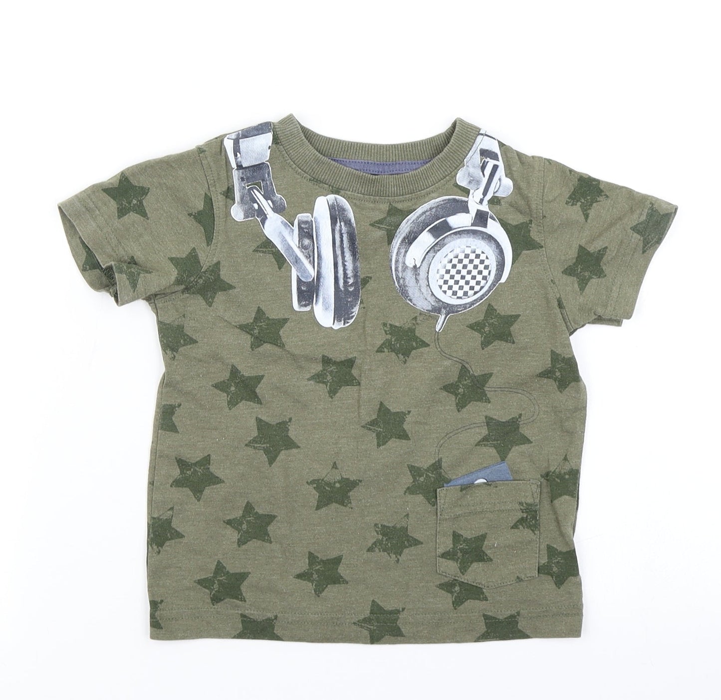 NEXT Boys Green Spotted  Basic T-Shirt Size 12-18 Months  - Star Print