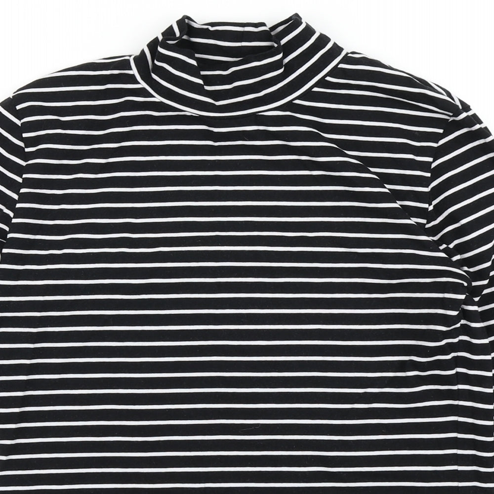 M&S Womens Black Striped  Basic T-Shirt Size 10