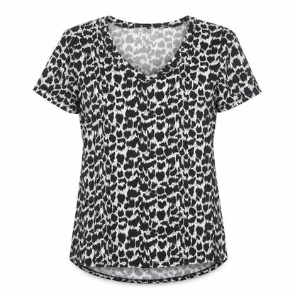 Nutmeg Womens Black Animal Print  Basic T-Shirt Size 8