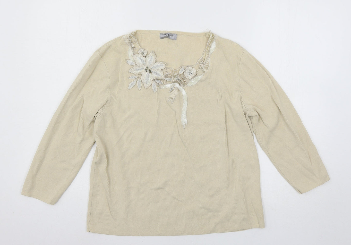 Talisa Womens Ivory  Knit Basic T-Shirt Size M