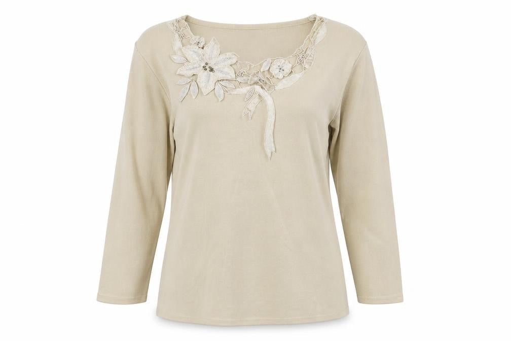 Talisa Womens Ivory  Knit Basic T-Shirt Size M