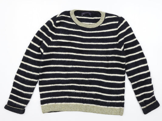 Marks and Spencer Womens Blue Striped Knit Pullover Jumper Size 12