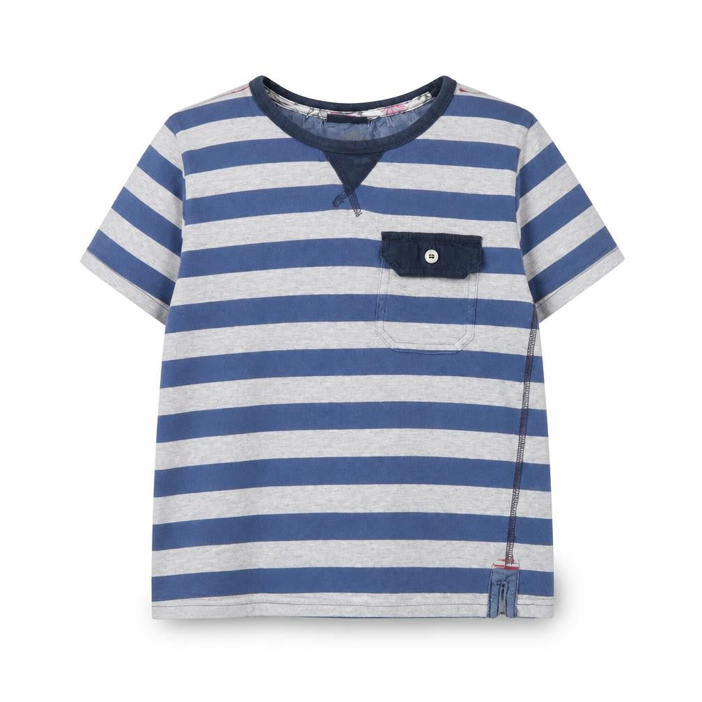 Next Boys Grey Striped  Basic T-Shirt Size 8 Years