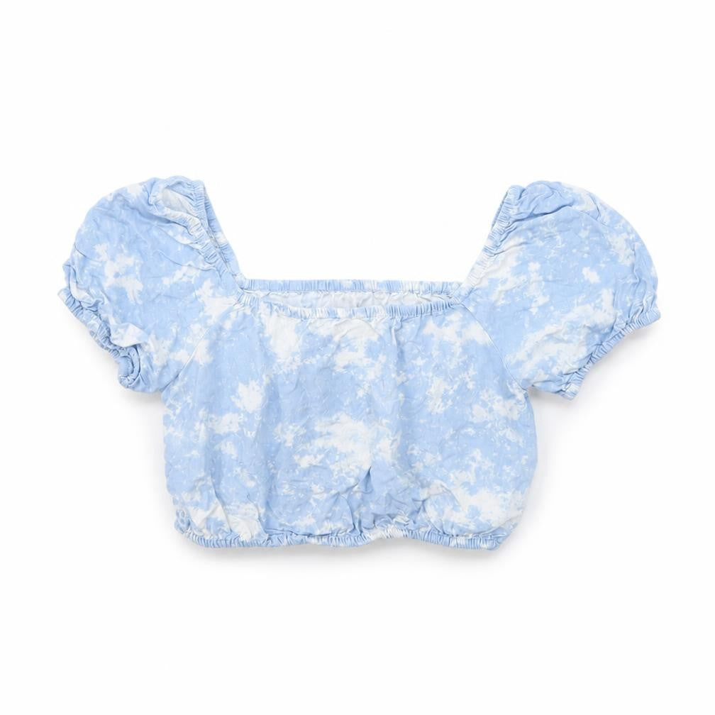 New Look Girls Blue Geometric  Basic Blouse Size 10 Years