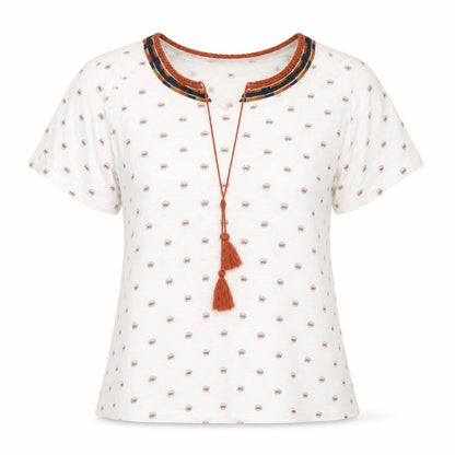 isle Womens White Geometric  Basic Blouse Size M