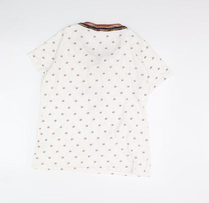 isle Womens White Geometric  Basic Blouse Size M