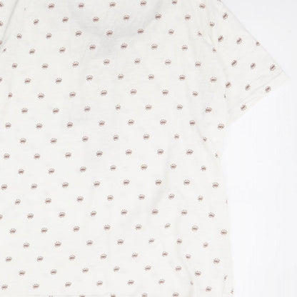 isle Womens White Geometric  Basic Blouse Size M