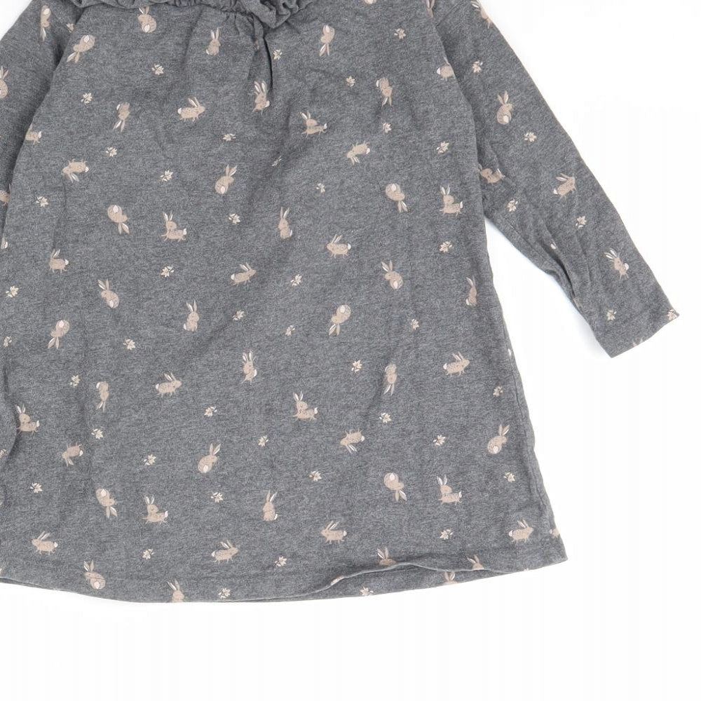 NEXT Girls Grey Animal Print  Jumper Dress  Size 18 Months