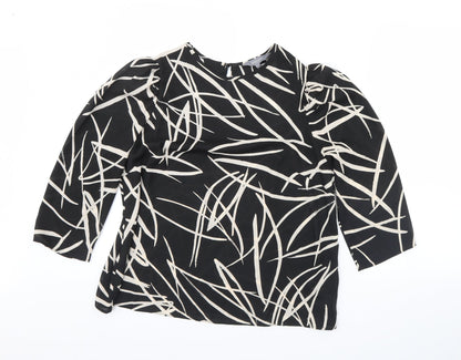 Preloved Principles Womens Black Geometric  Basic Blouse Size 14 - Front