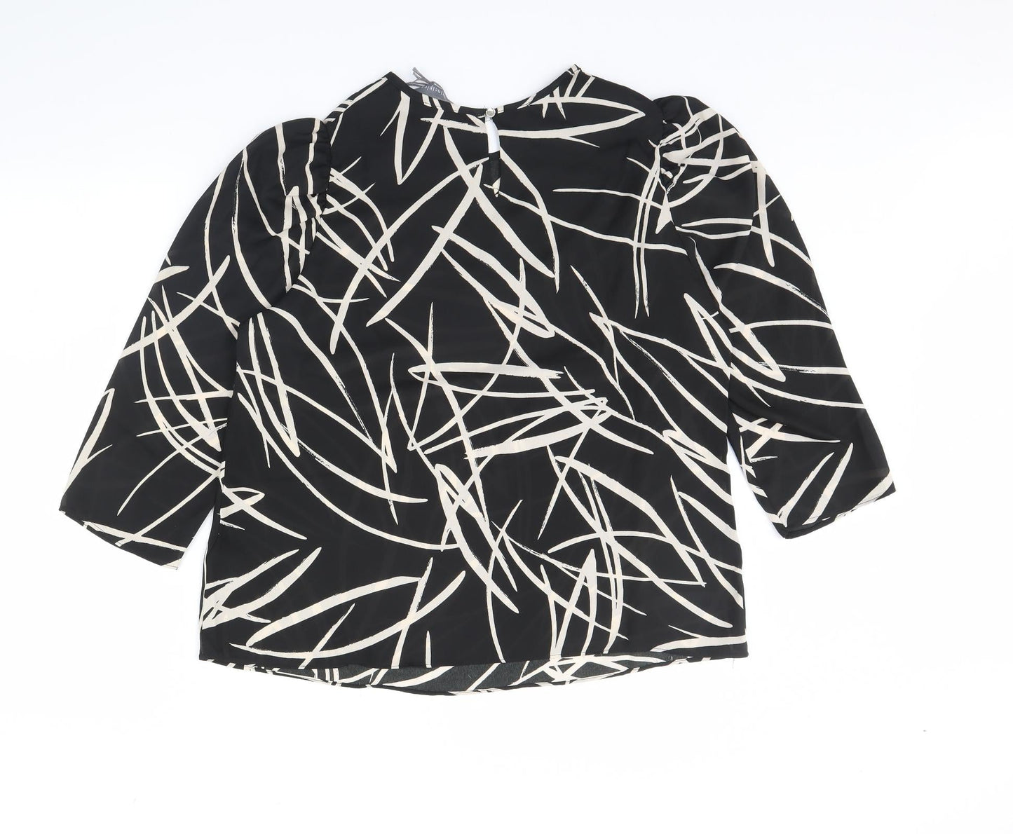 Principles Womens Black Geometric  Basic Blouse Size 14