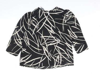 Preloved Principles Womens Black Geometric  Basic Blouse Size 14 - Back