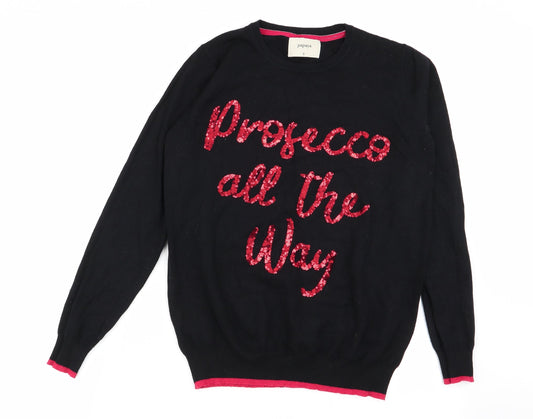 Papaya Womens Black   Pullover Jumper Size S
