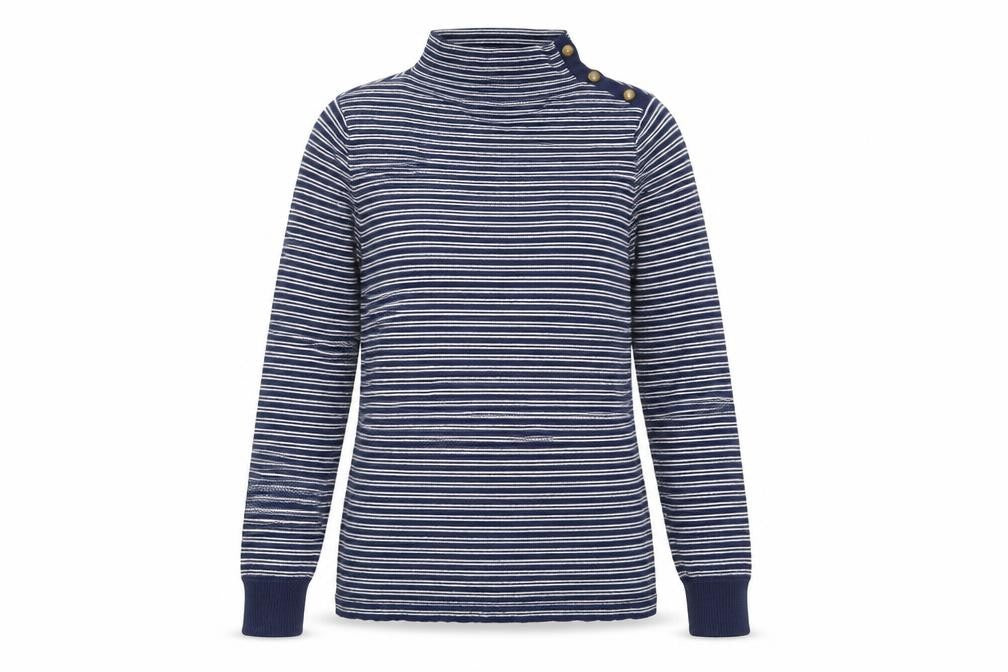 Aspen Womens Blue Striped  Pullover Jumper Size L