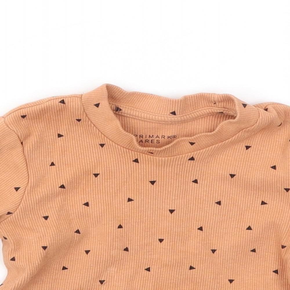 Primark Girls Orange Geometric  Basic T-Shirt Size 9-12 Months