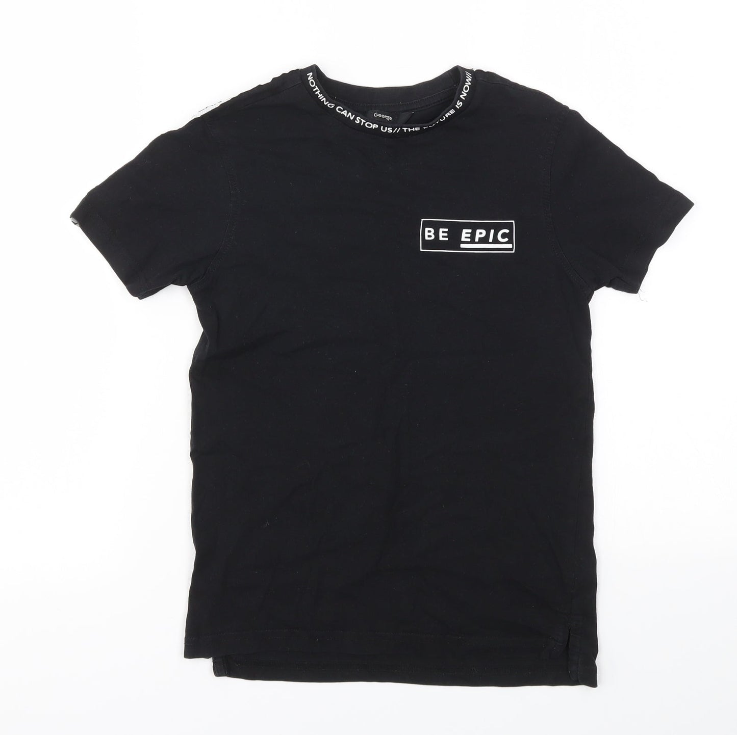 George Boys Black Houndstooth  Basic T-Shirt Size 8-9 Years
