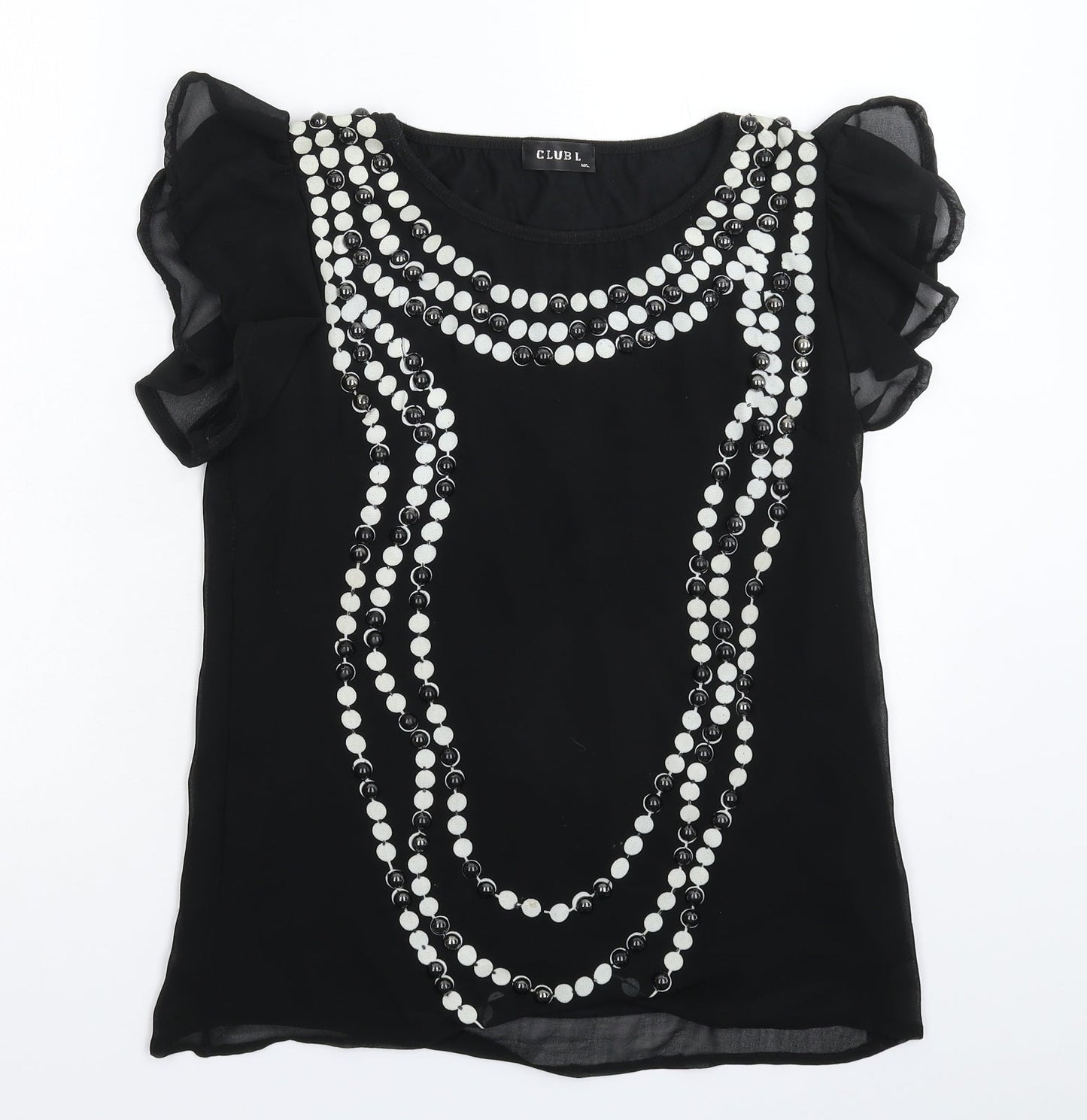 Club L Womens Black   Basic Blouse Size M