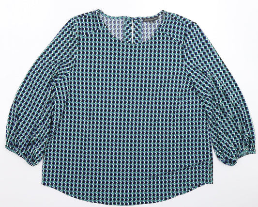 Adrianna Papell Womens Multicoloured Geometric  Pullover Jumper Size XL