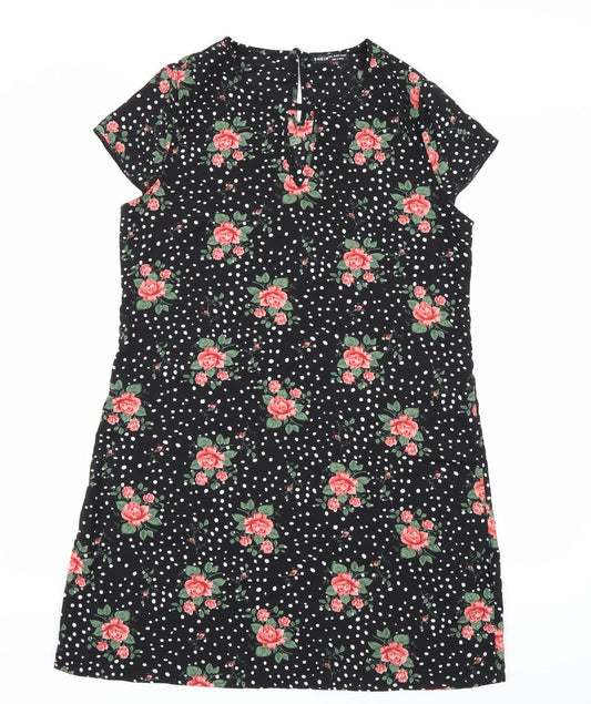 Shien Womens Black Floral  T-Shirt Dress  Size L
