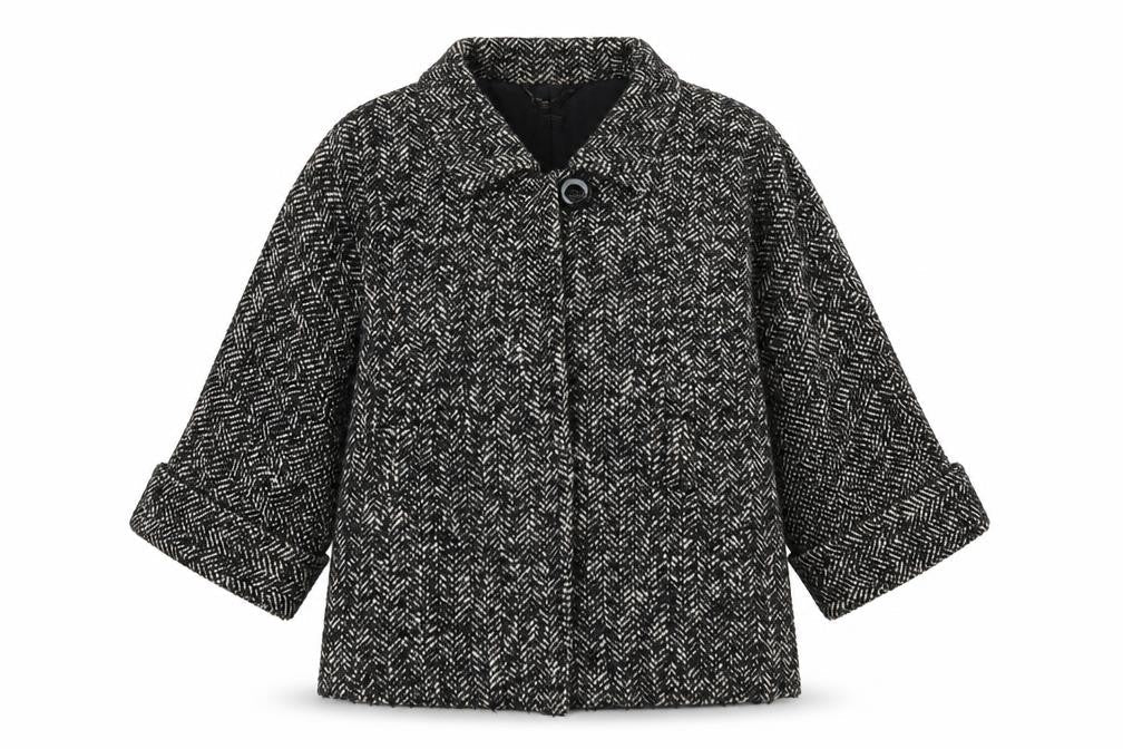 MNG SUIT Womens Black Herringbone  Jacket  Size L