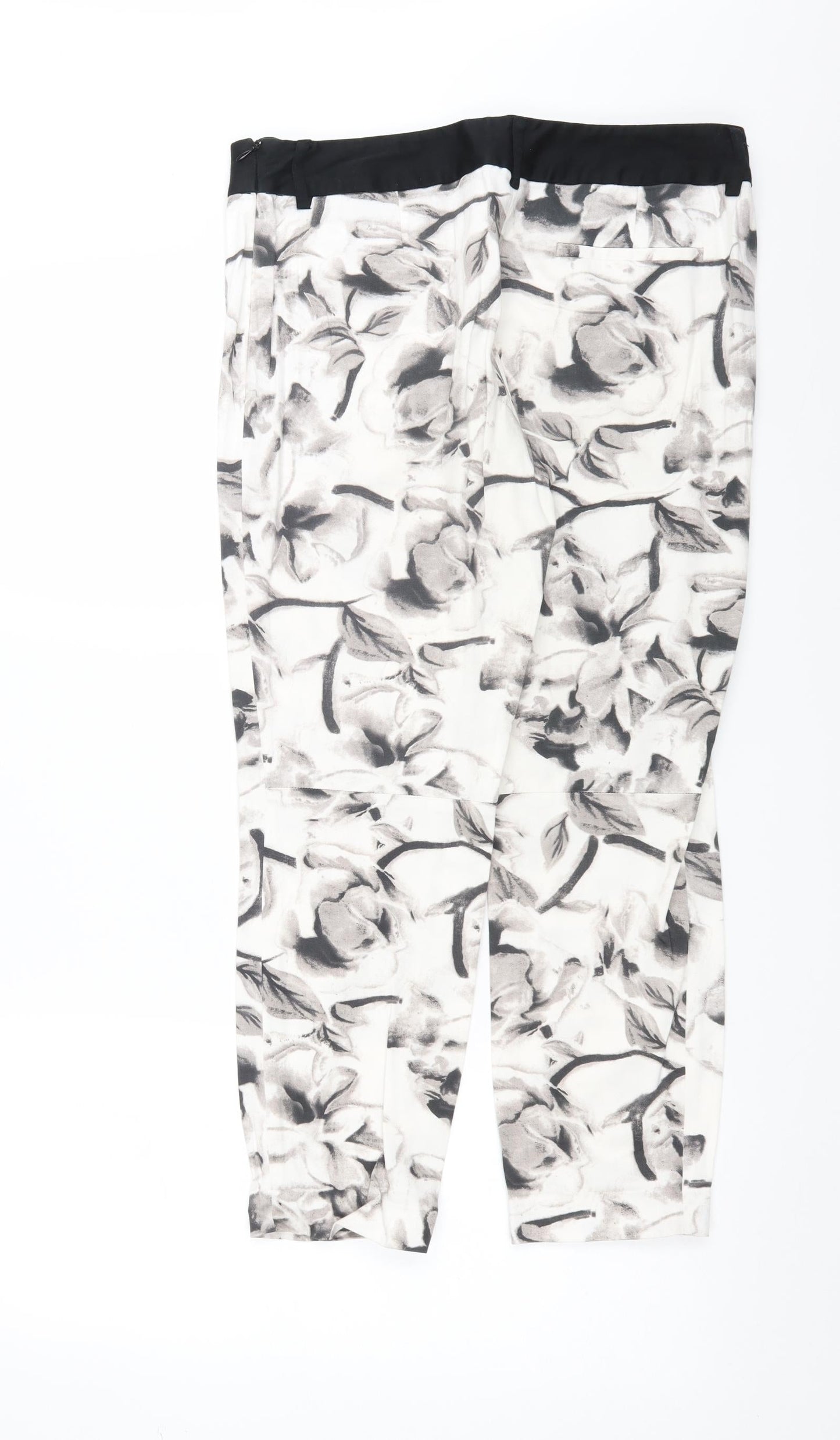 ET VOUS Womens White Floral  Trousers  Size 12 L24 in